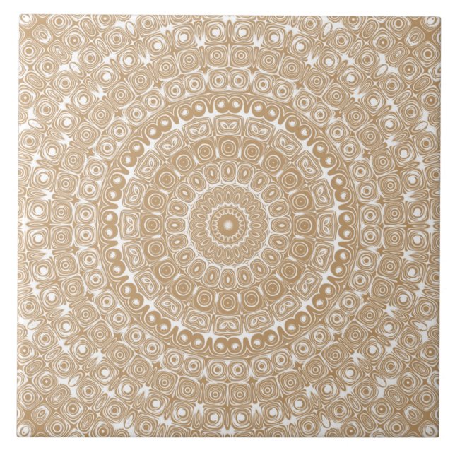 Carreau Conception de motif mandala marron chameau (Devant)