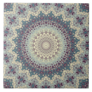 Carreau Conception de Motif Mandala turquoise et Cream