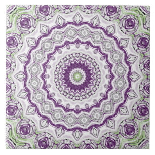 Carreau Conception de motif mandala violet et vert