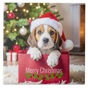 Carreau Conception de Noël de chiot Beagle,