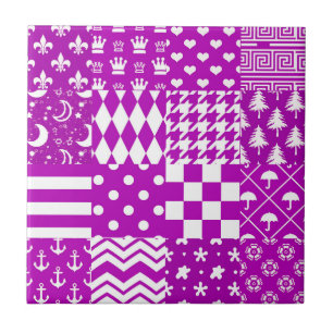 Carreau Conception de Patchwork Motifs mélangés violet bla
