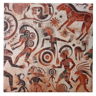 Carreau Conception de Petroglyphe Sud-Ouest   Animaux et d