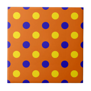 Carreau Conception de points polka bleus jaunes orange