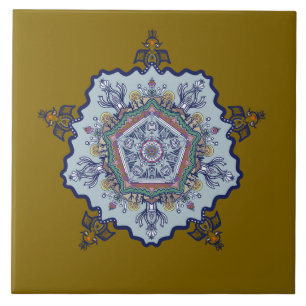 Carreau Conception de porcelaine bleue. Que voyez-vous Ca