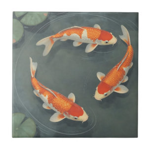 Carreau Conception de sérénité d'étang de carpes koï graci