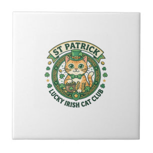 Carreau Conception de T-shirt de chat irlandais chanceux d