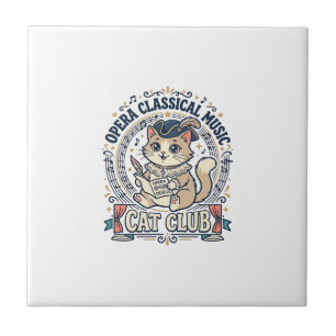 Carreau Conception de T-shirt de chat mignon de musique cl