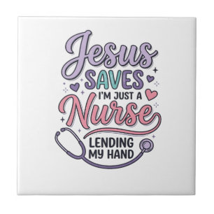 Carreau Conception de t-shirt Jésus Sauve l'infirmière Foi