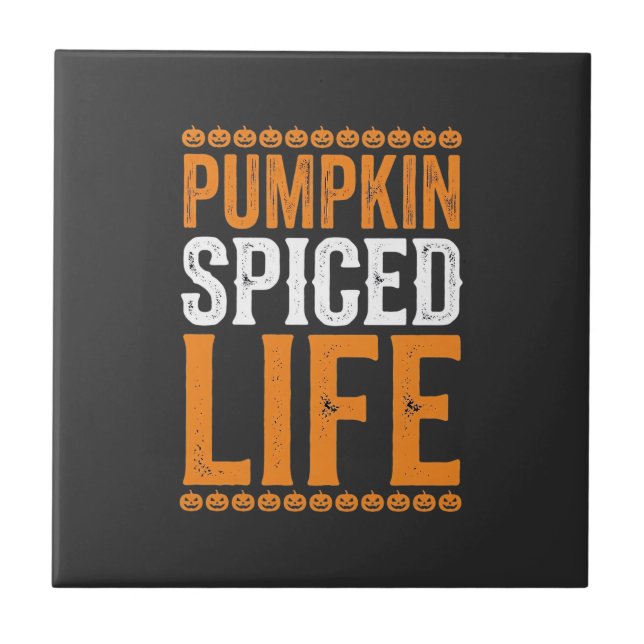 Carreau Conception de typographie Halloween Pumpkin Spiced (Devant)