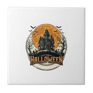 Carreau Conception de vecteur de maison hantée Halloween v