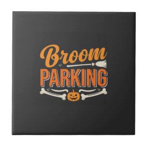 Carreau Conception de vecteur de parking balai Halloween_1