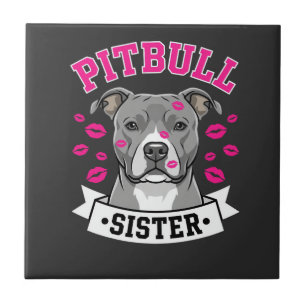 Carreau Conception de vecteur de sœur de Pitbull amoureuse