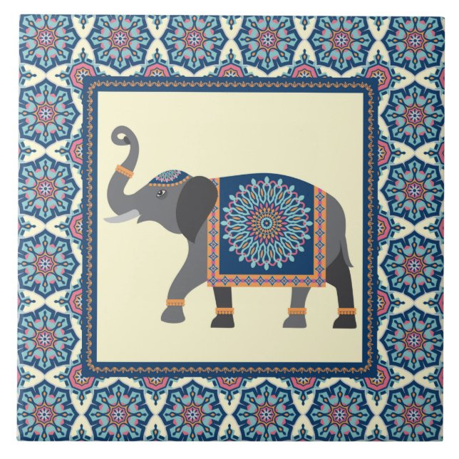 Carreau Conception d'éléphant de mandala (Devant)