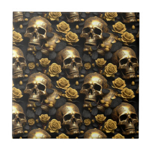 Carreau Conception d'une série de crânes et de roses 8