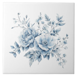 Carreau Conception florale élégante bleue vintage