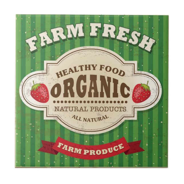 Carreau Conception fraîche d'affiche de rétro ferme (Devant)