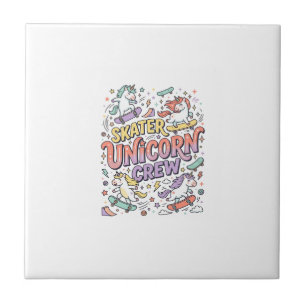 Carreau Conception Licorne Skateur Licorne Whimsy Zazzle