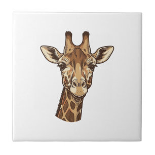 Carreau Conception vectorielle de tête de girafe gravée vi