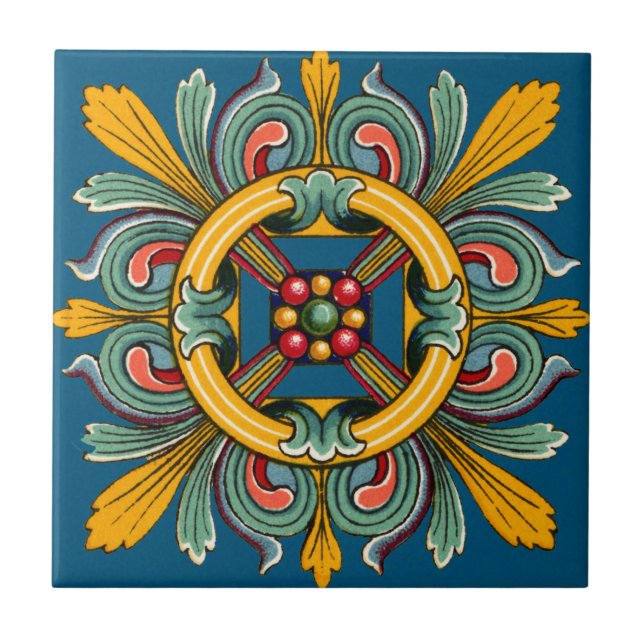 Carreau Conception victorienne Cerulean foncée de tuile (Devant)