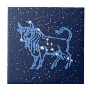Carreau Constellation de Taurus et signe solaire avec étoi