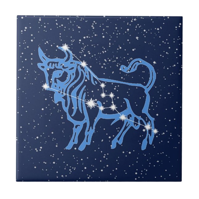 Carreau Constellation de Taurus et signe solaire avec étoi (Devant)