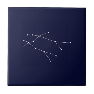 Carreau Constellation de zodiaque de Gémeaux bleu-foncé