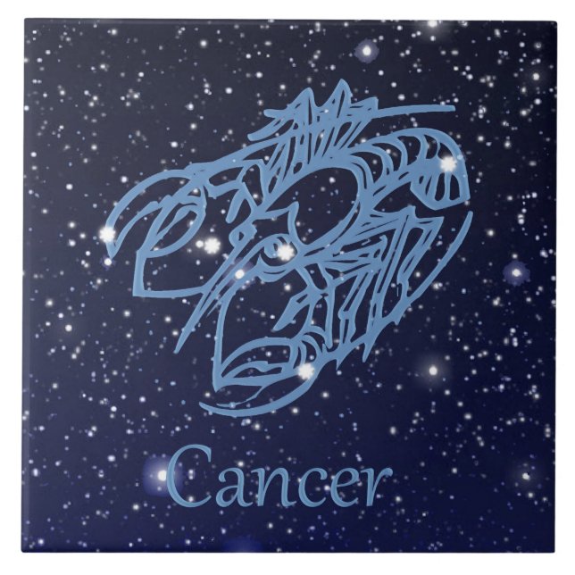 Carreau Constellation du cancer et signe zodiaque avec éto (Devant)