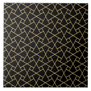 Carreau Contours islamiques noirs d'Or-effet de motif de