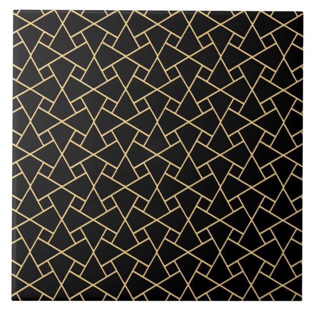 Carreau Contours islamiques noirs d'Or-effet de motif de (Devant)