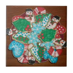 Carreau Cookies de sucre de Noël Décorés