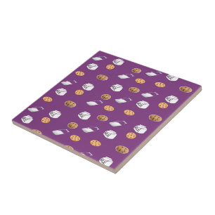 Carreau Cookies et lait sur violet