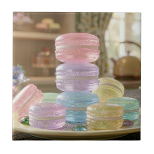 Carreau Cookies Macaron en Verre Pastel  