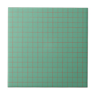 Carreau Cool Turquoise Bleu & Rouge À damiers Rétro Minima