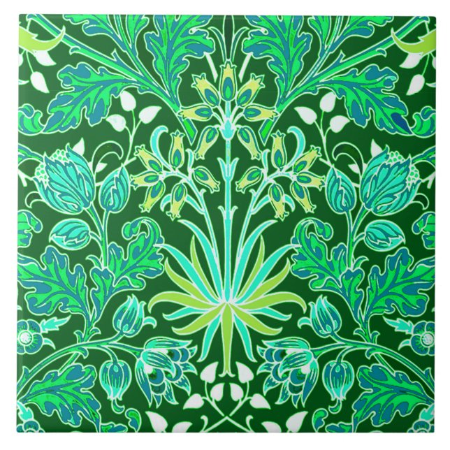 Carreau Copie de jacinthe de William Morris, vert vert (Devant)