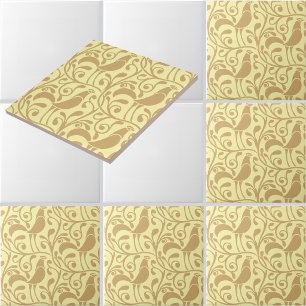 Carreau Coqs de style Arts & Crafts dans un motif de feuil