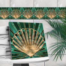 Coquillage Art déco -malachite et or