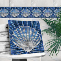Coquillage Art déco - Marbre bleu et argent
