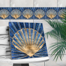 Coquillage Art déco - Marbre bleu et or