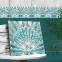 Coquillages Art déco - Aquamarine et Pearl