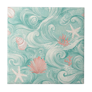 Carreau Coquillages et Motif de Vagues Océaniques (3)