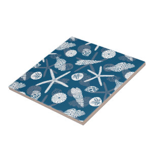 Carreau Coquillages Peints Et Estarfish Marine