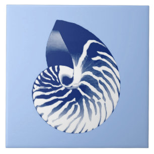 Carreau Coquille de Nautilus - marine, blanc et bleu-clair