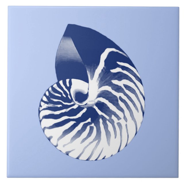 Carreau Coquille de Nautilus - marine, blanc et bleu-clair (Devant)