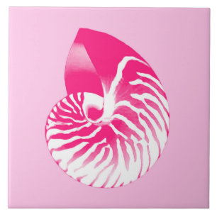 Carreau Coquille de Nautilus - rose fushia et blanc