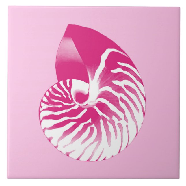 Carreau Coquille de Nautilus - rose fushia et blanc (Devant)