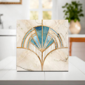 Carreau Coquille de ventilateur Art déco - Travertine et m