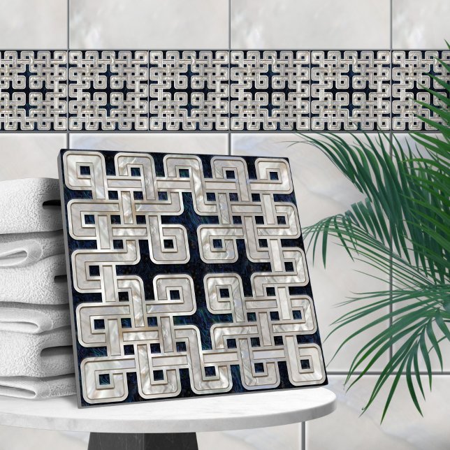 Carreau Coquille d'ormeau céleste et perle (Créateur téléchargé)