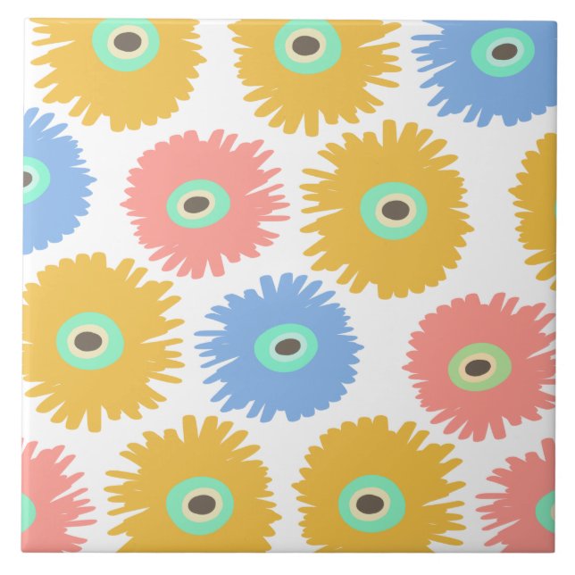 Carreau Corail Abstrait Florales de carnation jaune (Devant)