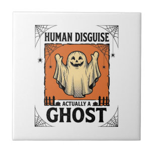 Carreau Costume Humain Fantôme Humour Halloween Vintage_1