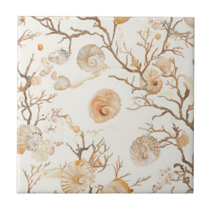 Carreau Côtière rustique - Coquillages, Starfish, Reef (14